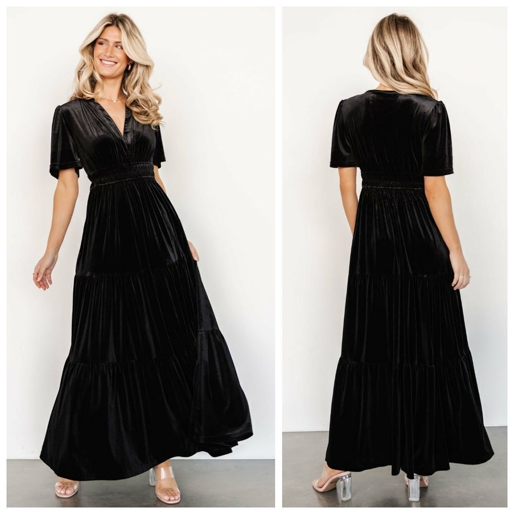 Baltic Born Artemis Black Velvet Maxi Dress
